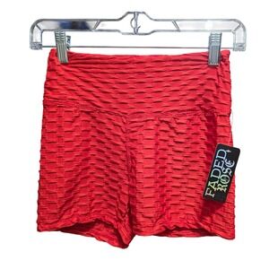 Faded Rose Red Texture Shorts High Waist Athletic‎ Gym Activewear